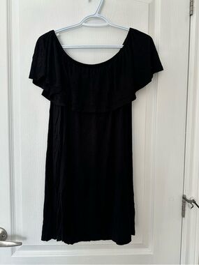 EUC Women’s Casual Off the Shoulder Black Mini Dress Flowy Summer Lightweight